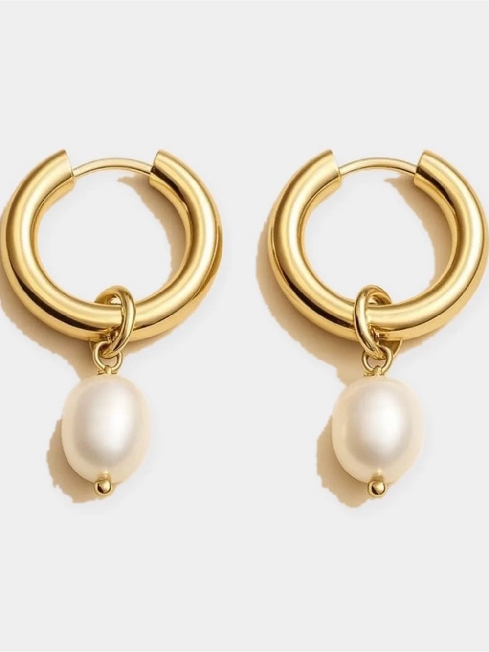 Louise Carter Bethany Pearl Drop Gold Hoop Earrings